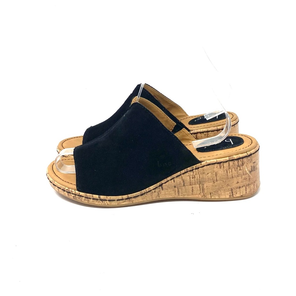 b.o.c. Black Cork Wedge Slide Sandals